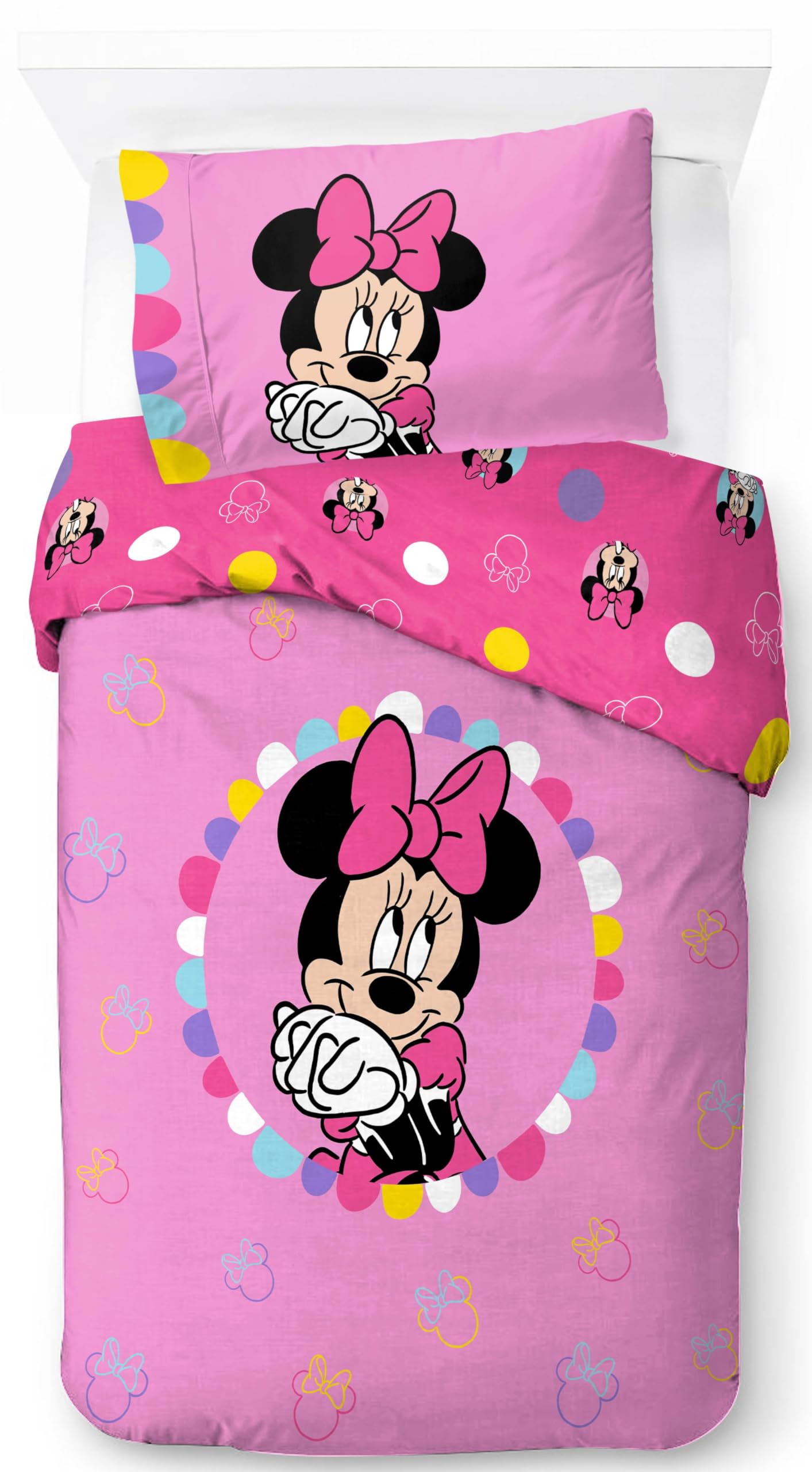 Jay Franco Children's Disney Minnie Mouse Single Duvet Cover Set – 100% Cotton Super Soft Bedding with Pillowcase, Official Licensed Product, Pink, 2 Piece Set — image 1