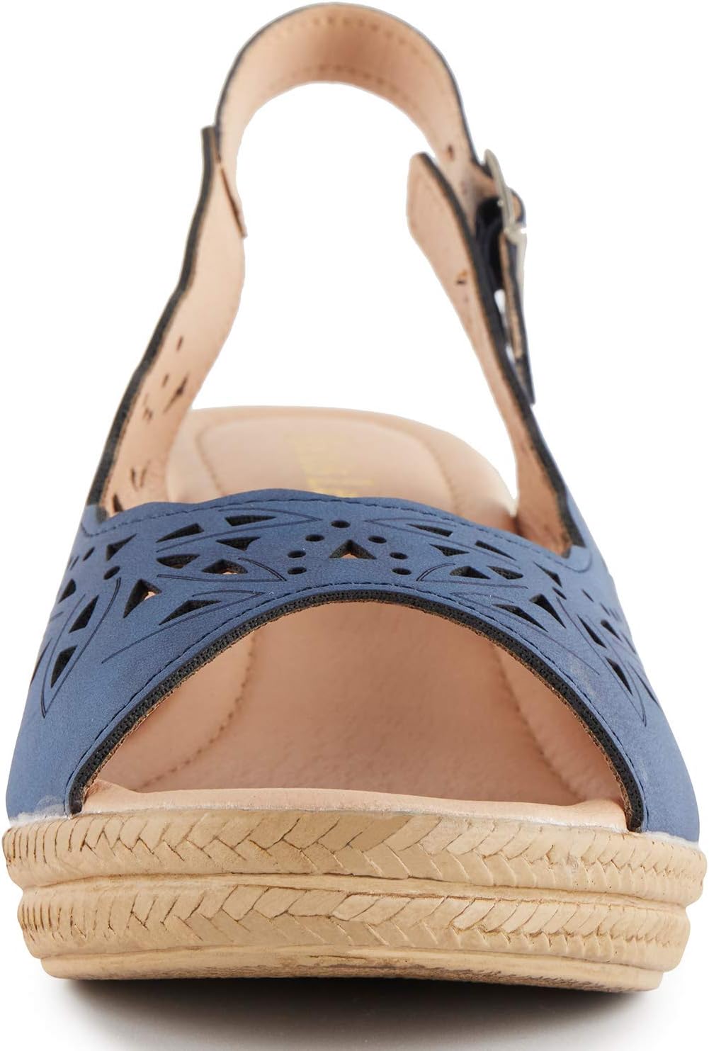 Alexis Leroy Wedge Heel Cut-Out Vamp Peep Toe Slingback Women's Sandals - Image 2