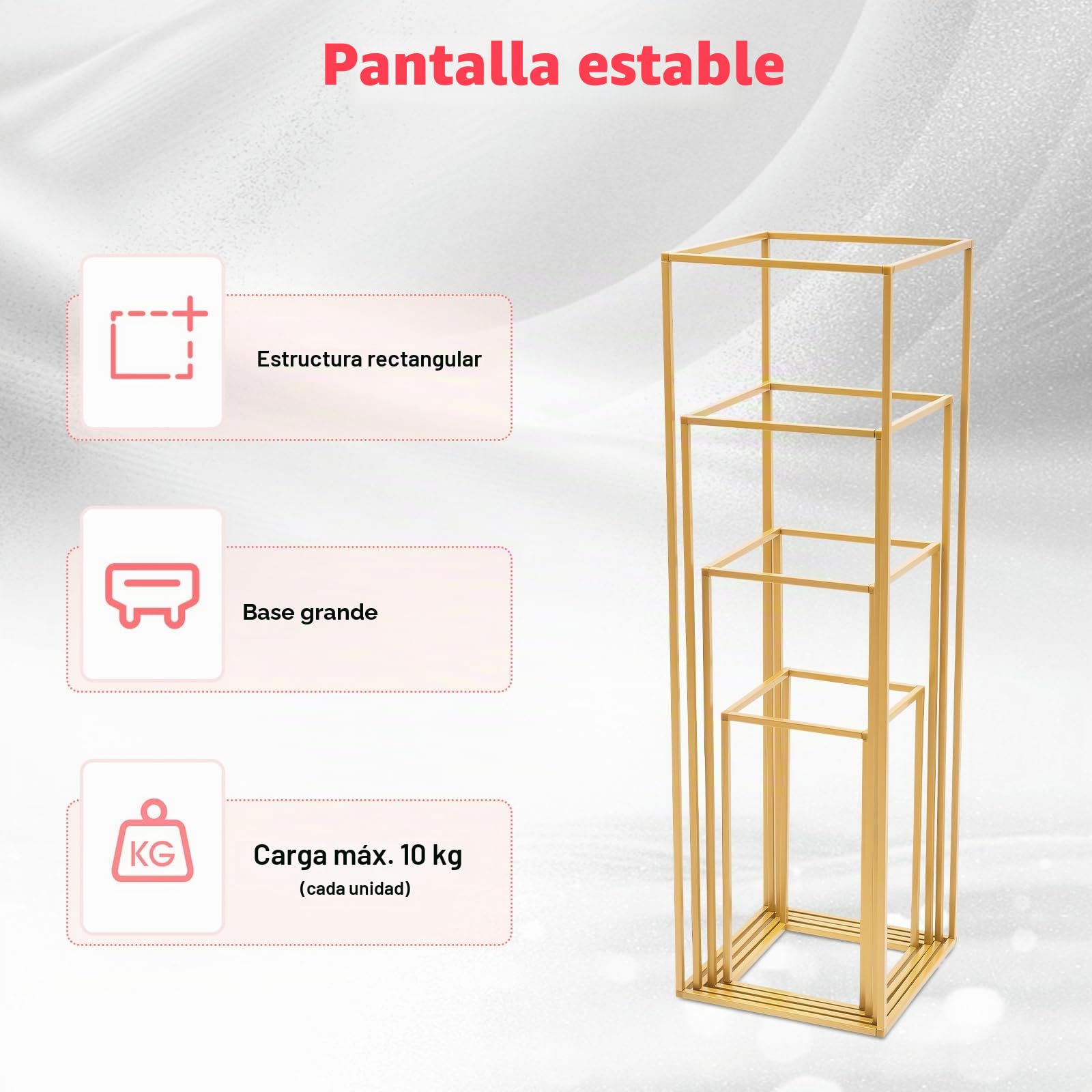 Soporte de metal dorado para flores, jarrón de suelo con plomo, para bodas, floreros de suelo, soporte para columnas, metal, boda, calle (4 unidades)