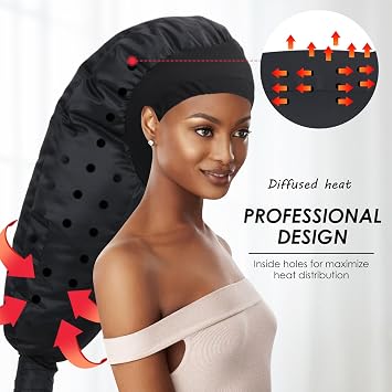 TEPENAR Hair Dryer Bonnet Attachment: Upgraded Extra Large Hooded Dryer Adjustable Hair Dryer Caps - Easy to Use for Natural Curly Textured Hair Care Styling Fast Drying - Black