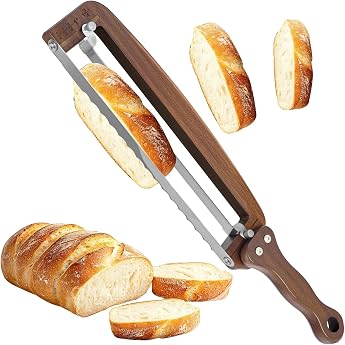 Bread Slicer for Homemade Bread - Adjustable Wood Sourdough Knife with Thickness Adjustment Crispy Sourdough Bread and Baguette Cutting Tool Ambidextrous