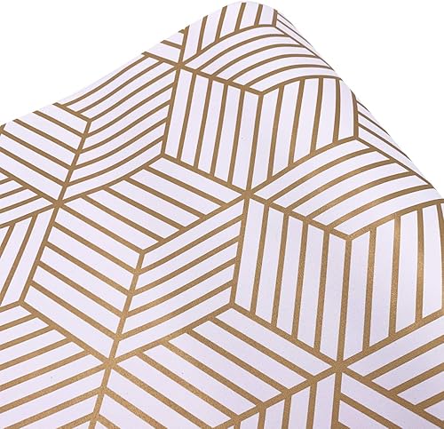 Miniatura 3 de Yifely - Revestimiento de cajones con rayas doradas, autoadhesivo, para cubrir estantes, impermeable, para proteger muebles, superficie de la