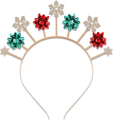 Vista 8 de Diadema de Navidad para mujer, con cuernos de reno de cristal, diademas para el cabello, regalos de fiesta de vacaciones para mujeres y niñas Copo