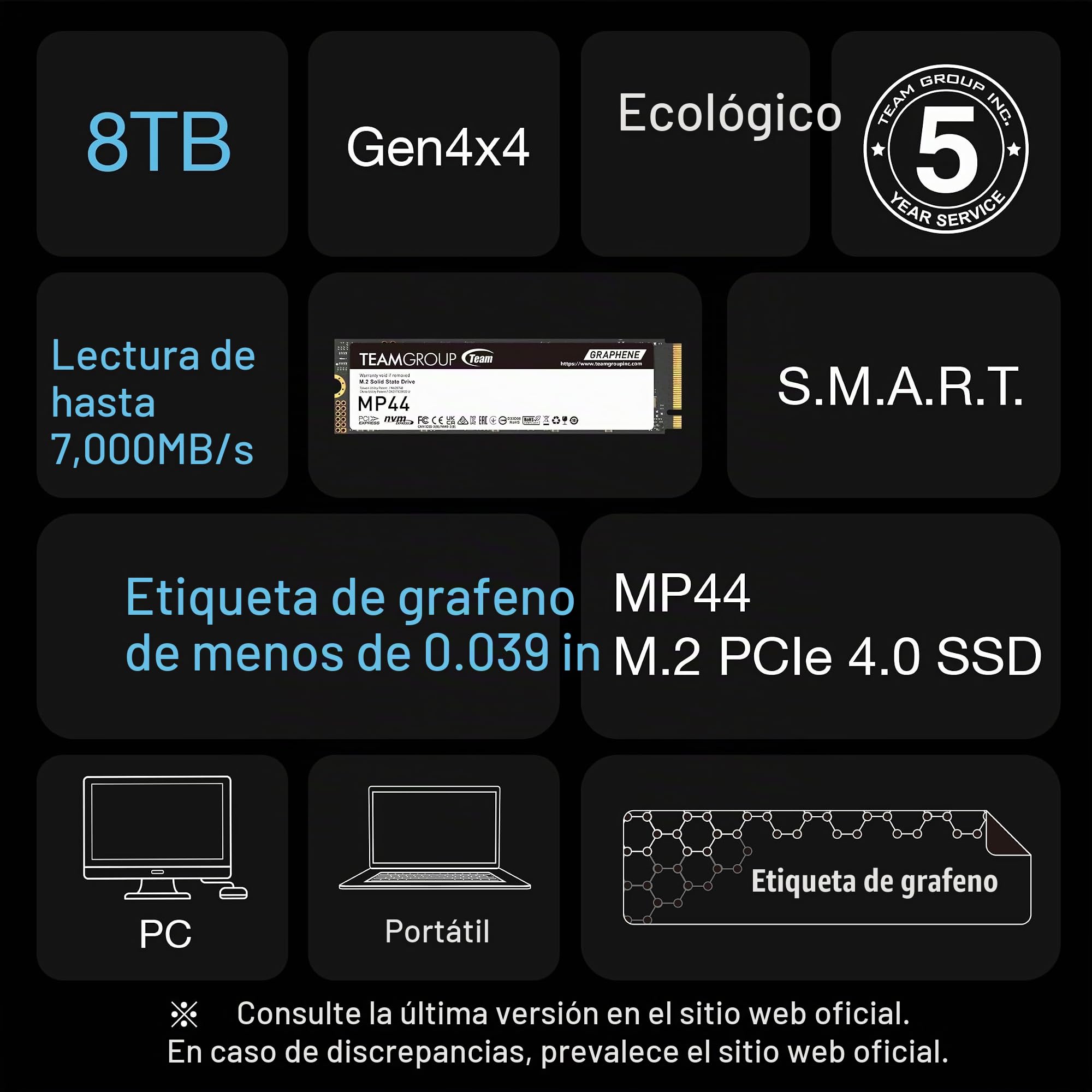 Amazon.com: TEAMGROUP MP44 4TB con caché SLC Gen4x4 M.2 2280 PCIe