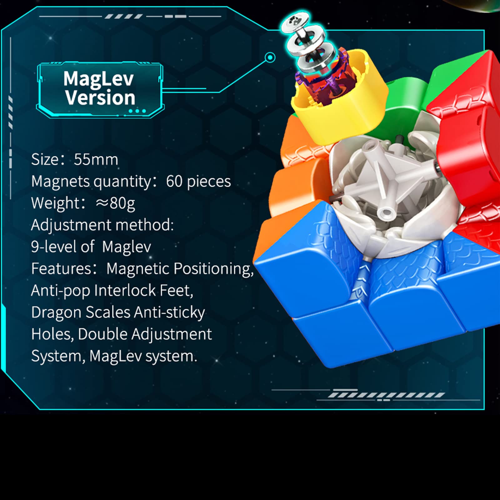 Y.L. DOYMX Magnetic Cube 3 x 3 - Moyu & HuaMeng YS3M Manyetik Hız