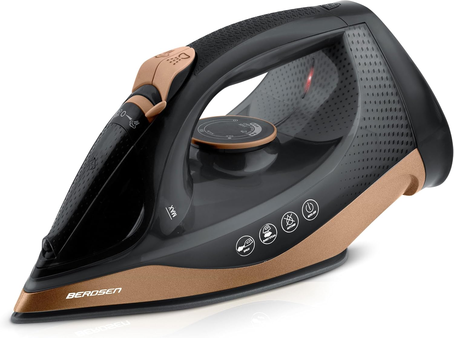 Berdsen Steam Iron - 2600 W Iron 10-in-1 - with Ceramic Sole - 320 ml Water Tank - with Charging Station