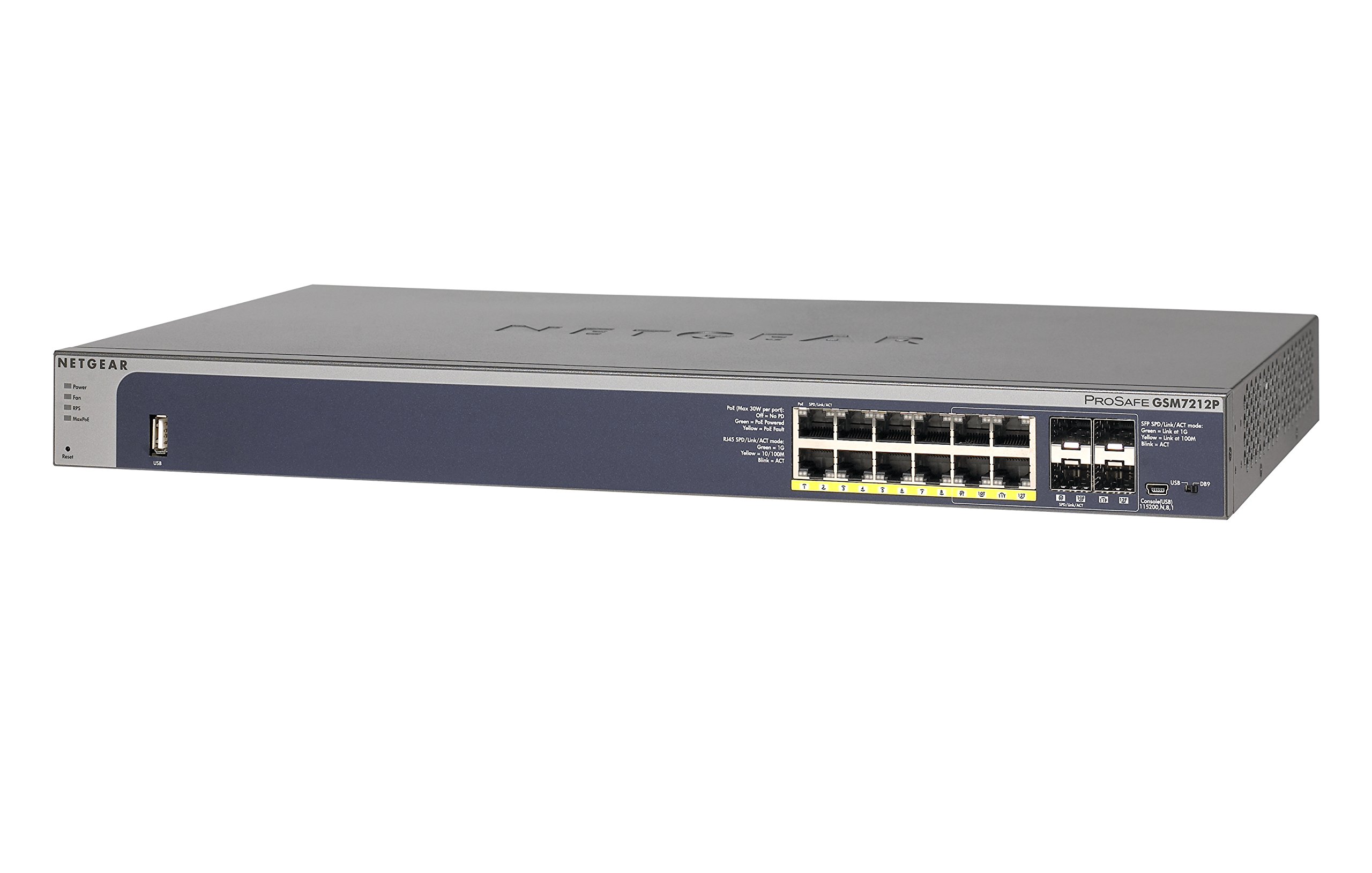 Netgear GSM7212P Switch Manageable Niveau 2+ Poe+ 12 Ports Gigabit et 4 Slots SFP, Prosafe