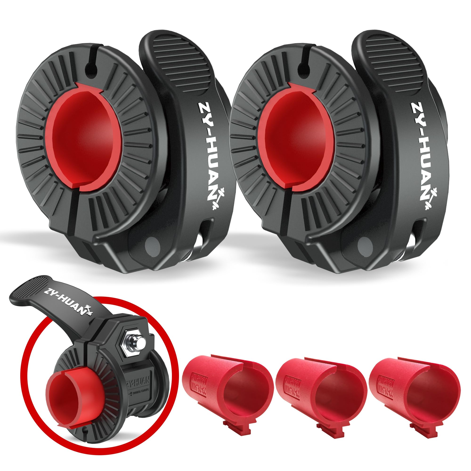 Morsetti per bilanciere da 2,5 cm, 2,3-3 cm, clip a sgancio rapido per bilancieri olimpici regolabili (nero + rosso1)