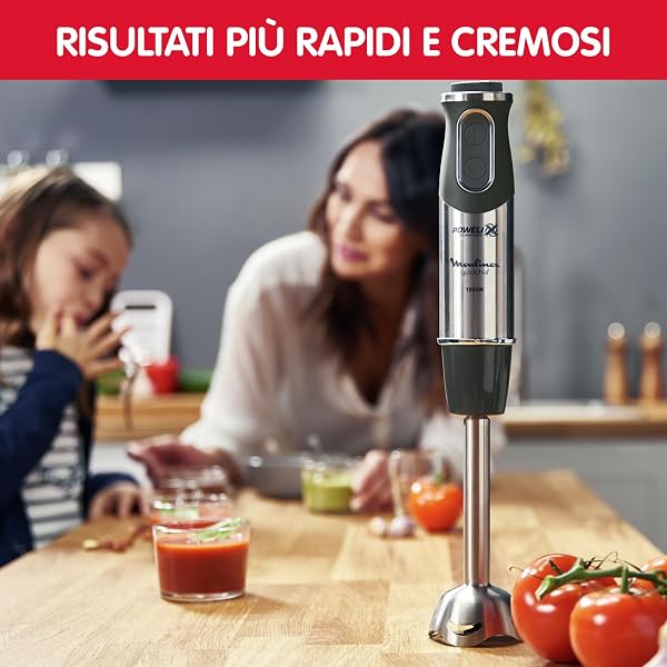 Moulinex DD6558 Quickchef 3in1 Frullatore a Immersione, 1000 W, Mixer con Tecnologia Powelix e 10 Velocità, 3 Accessori, Bicchiere 800 ml, Tritatutto 500 ml e Frusta, Lame in Acciaio Inossidabile - 2