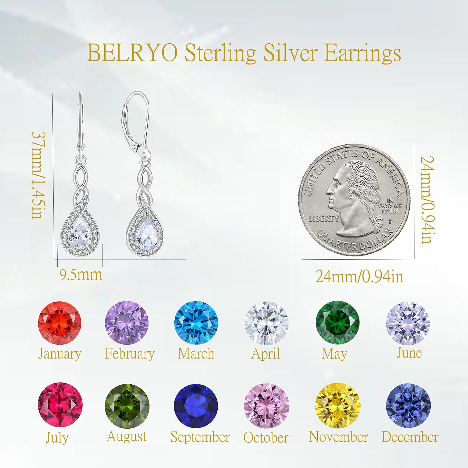 Leverback Earrings Infinity Dangle Drop Earrings 925 Sterling Silver Teardrop Cubic Zirconia Earrings Christmas Gift for Women Her Wife Mother