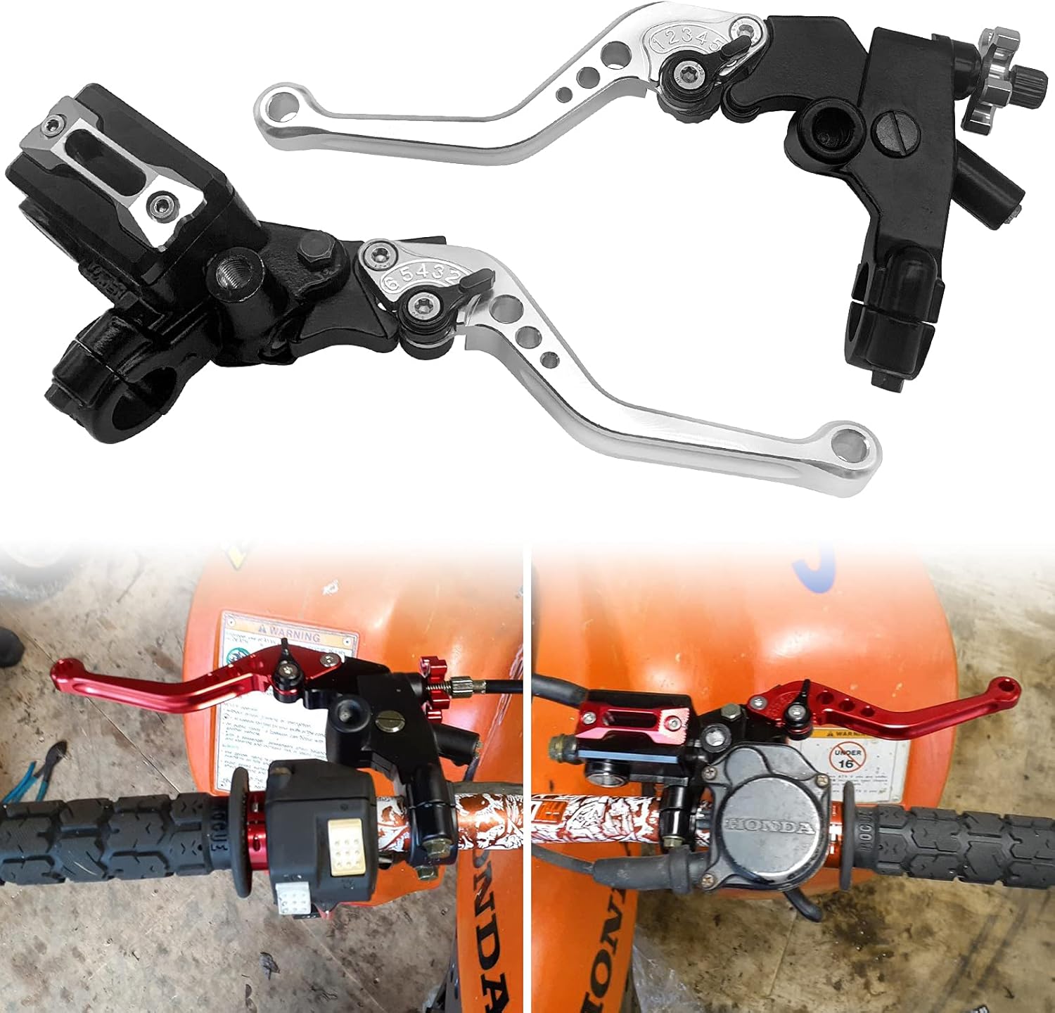 JAVIK Updated Universal Bike Brake Master Cylinder Clutch Lever Set for 7/8" 22mm Handlebar Compatible with Motorcycle Honda Kawasaki Suzuki Yamaha - Silver (Including Left & Right)