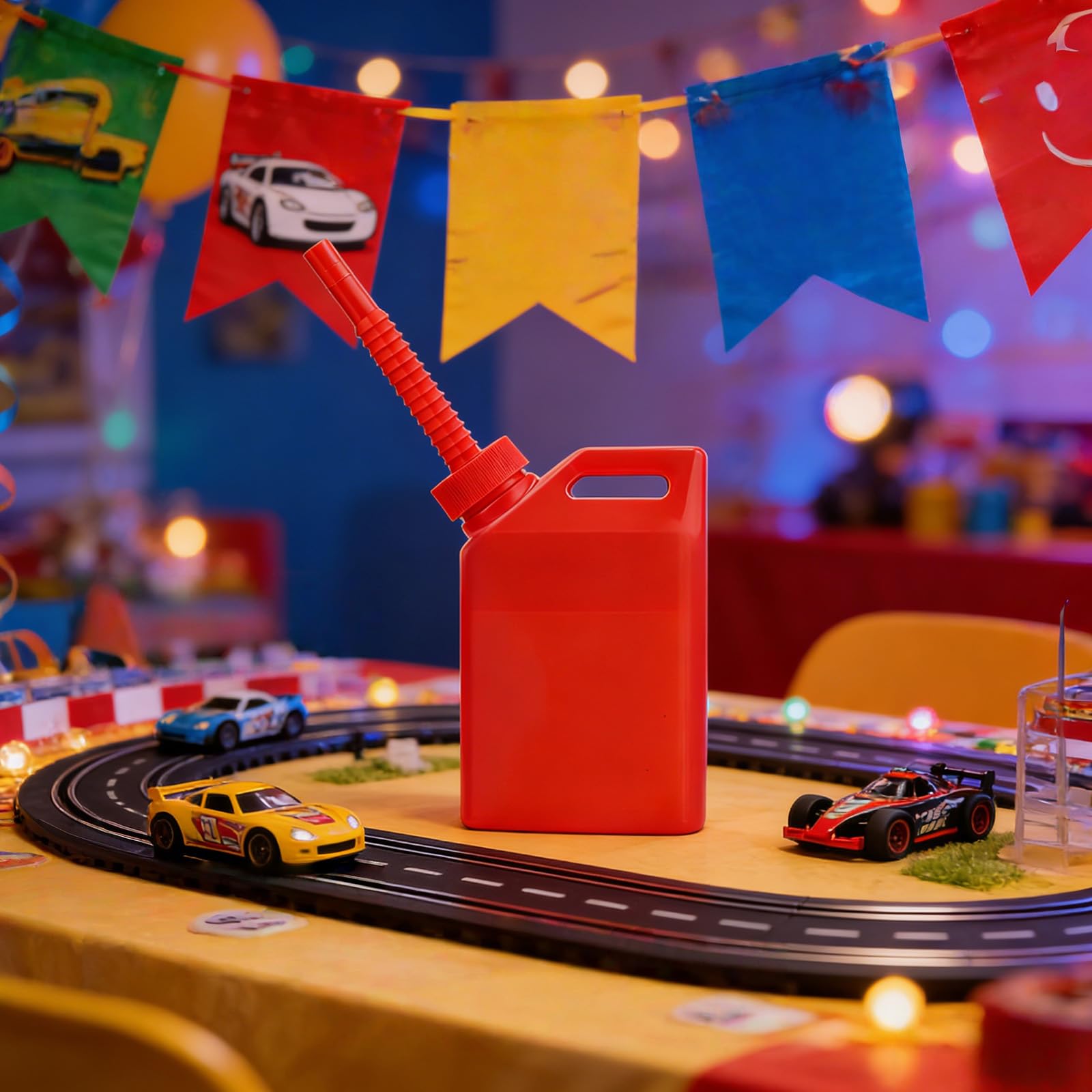 PANGBOER Gobelet à boire sur le thème de la voiture de course avec pailles attachées pour enfants - Gobelets de fête d'anniversaire pour garçons et filles