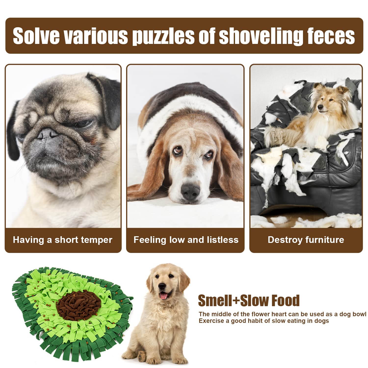 Tappetino Olfattivo Cane Addestramento Mat - Sniffing Tappeto per Cani Dogs Alleviare Lo Stress Dog Feeding Mat, Training Pet Pad Sniffing Tappeto per Cani Dogs Snuffle Stuoia (Grigio)