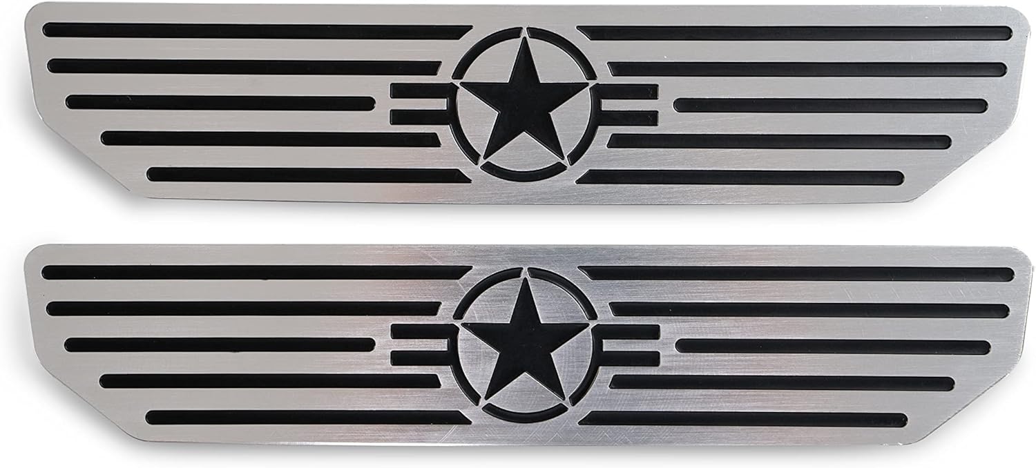 DV8 Offroad Door Sill Plates for 2018-2026 Wrangler JL and 2020-2026 Gladiator JT | 4-Door Models | Rear Pair | Embossed with Since 1941" | Billet Aluminum Construction