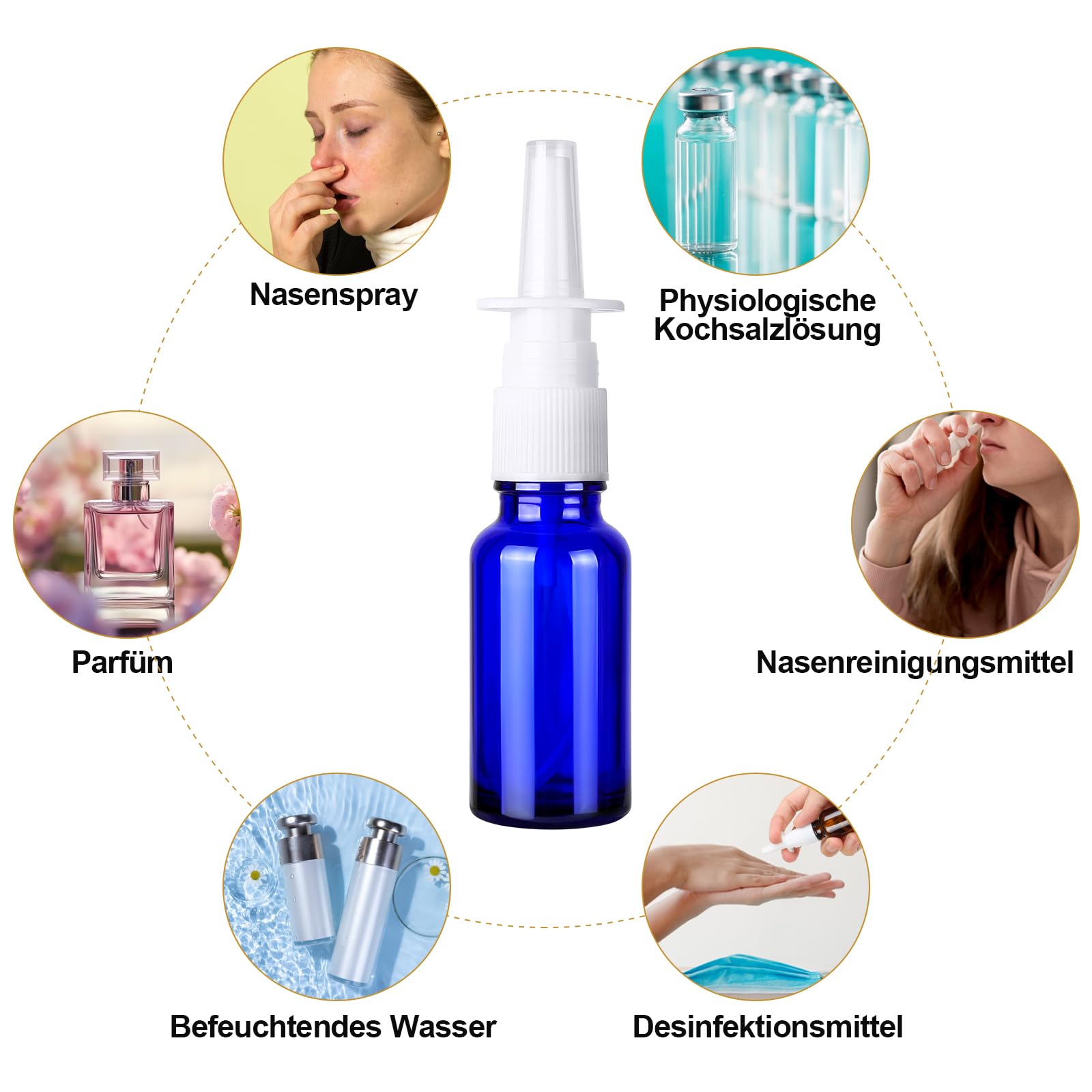 4 Pezzi Bottiglia Spray Nasale, 30ml Flaconi Spray Nasale, Riutilizzabile Spruzzatori Nasali Vuoti, Fine Vetro Nebulizzatore Spray per Profumi, Oli Essenziali, Soluzione Salina