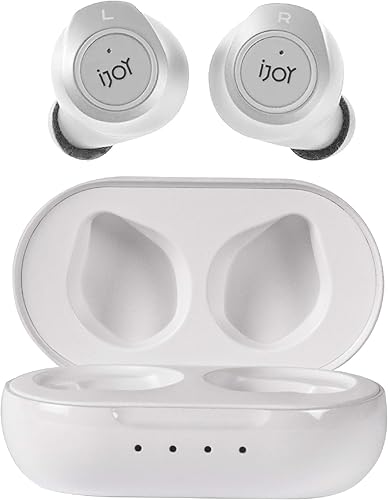 iJoy Auriculares inalámbricos TWS de gravedad prémium compatibles con Bluetooth 5.0 con micrófono integrado y funda de recarga portátil, IPX4