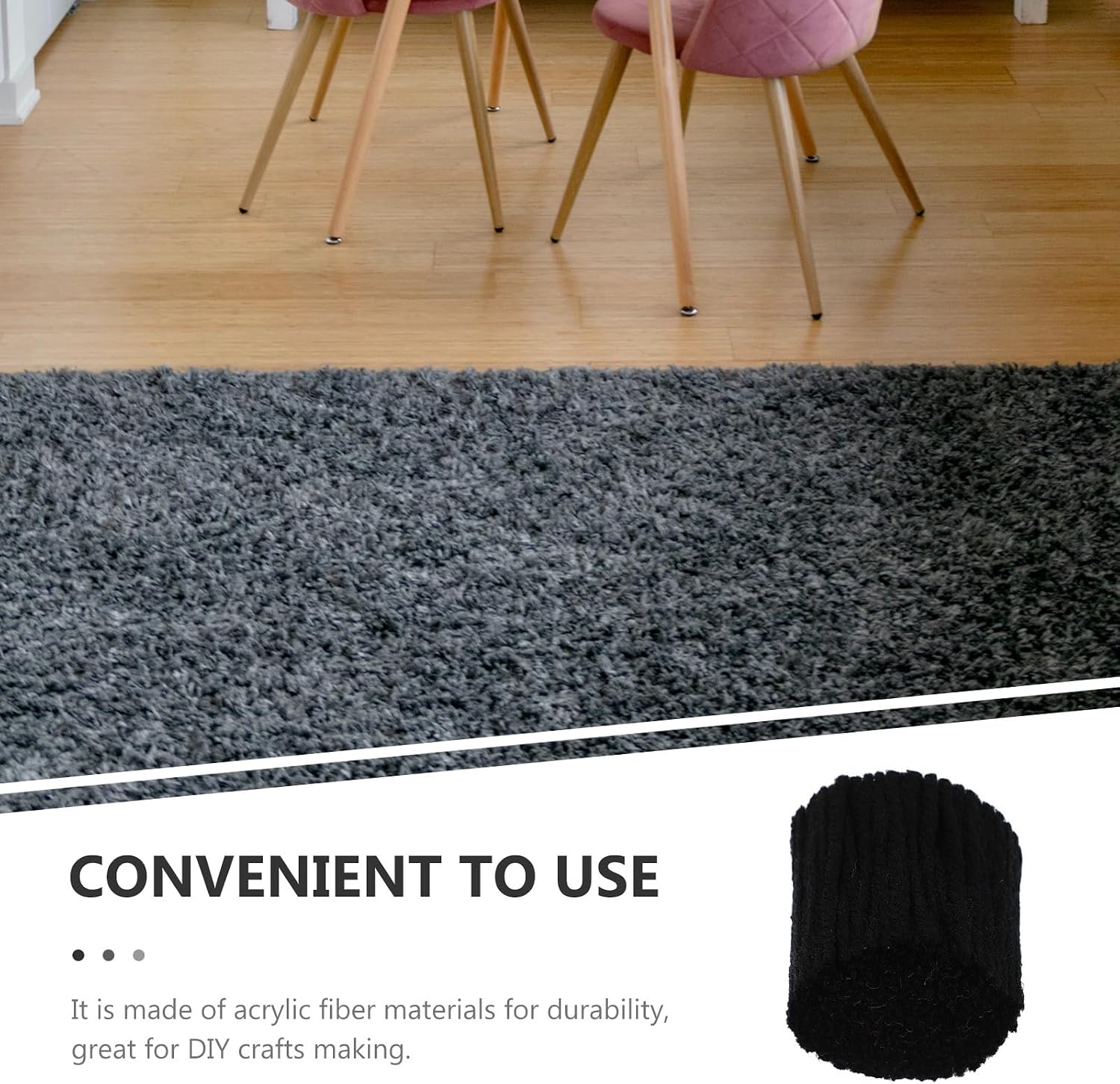 Latch Hook Rug Yarn Black Acrylic Fiber Yarn Bundles Precut Wool for Handmake Craft Sewing Knitting Pre Cut