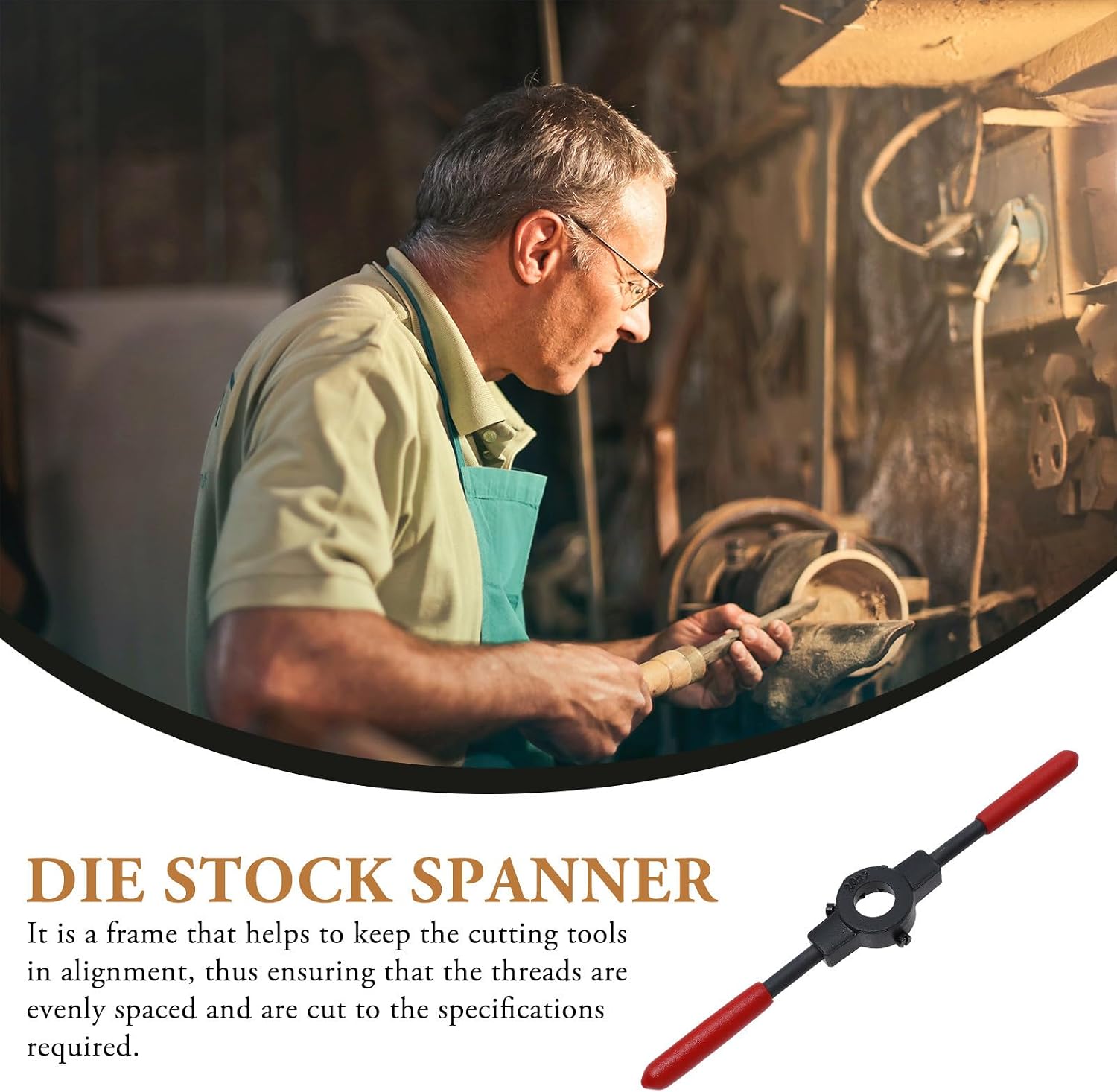 Steel Die Stock Wrench for Dies, Thread Alignment Aid