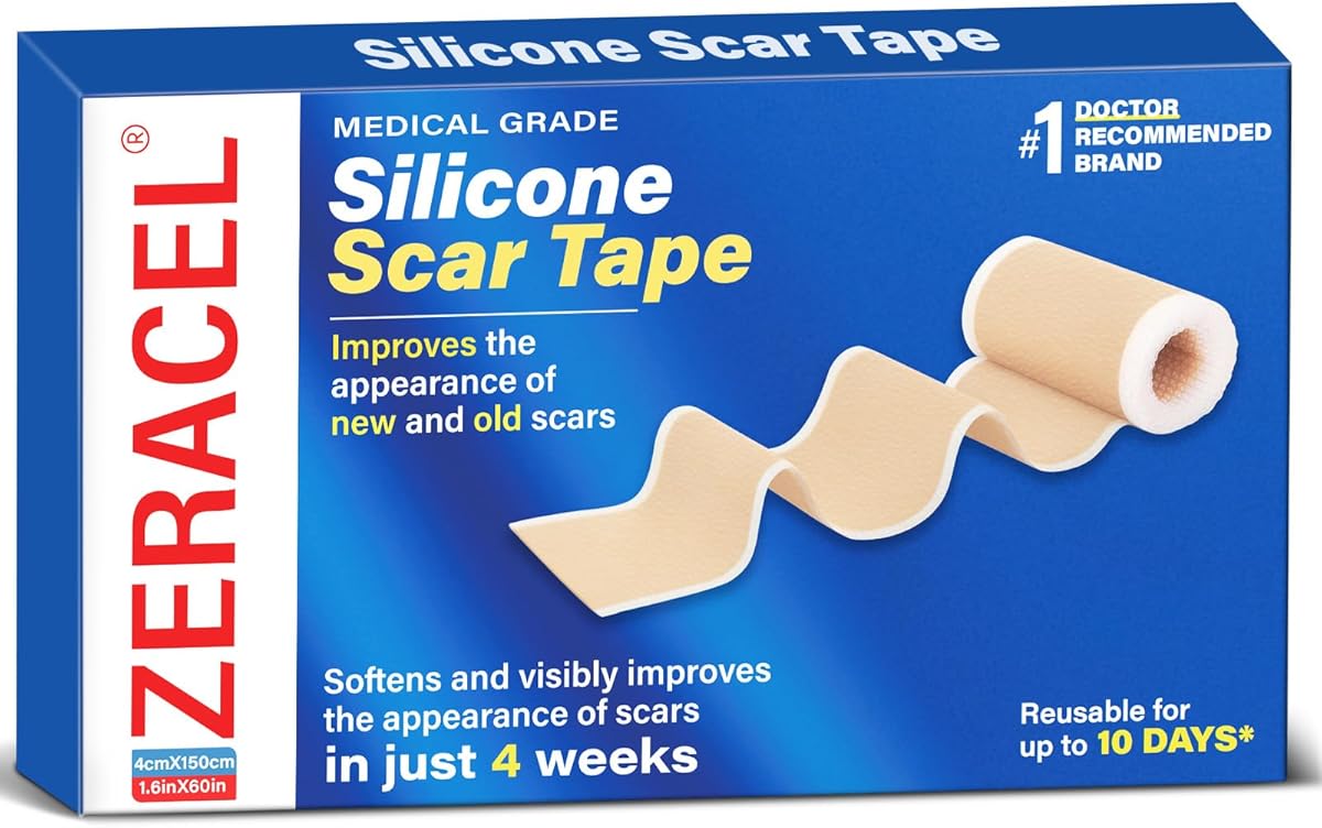 Silicone Scar Tape for Women- Reusable Medical-Grade Scar Strips for C-Section Surgery, Breast, Acne, and Keloid Scars - Invisible, Soft, Long Roll 4cm x 150cm