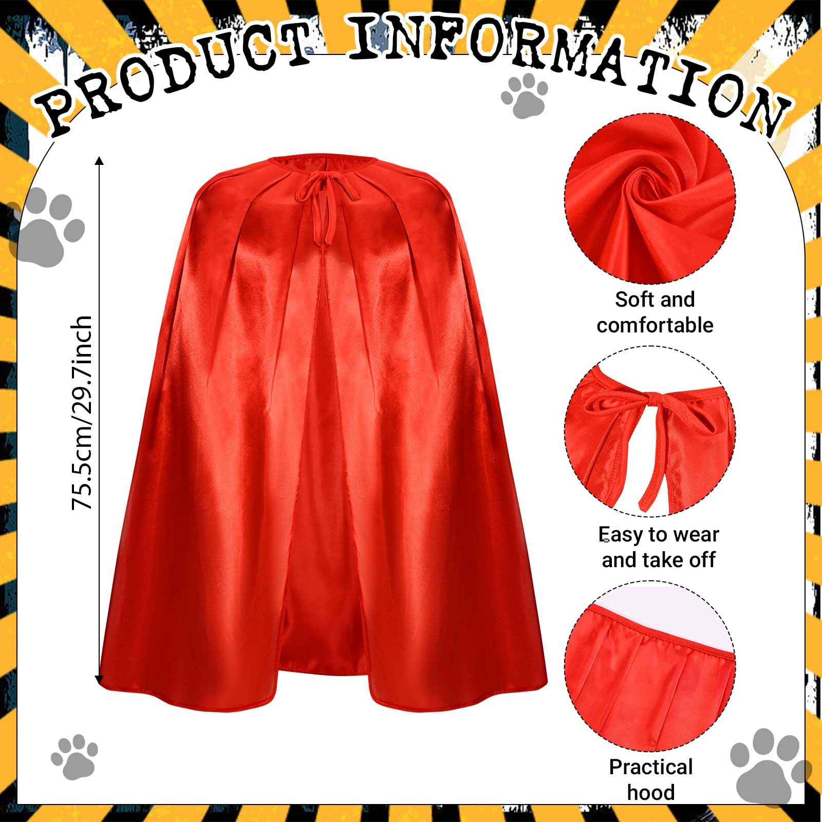 Kavoc 5 Pcs Potato Superhero Costume Set Include Red Cape,Black Eye Mask,Printed Belt,Gloves and Socks for World Book Day Dress Up - Image 2