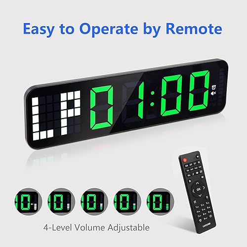 Miniatura 6 de Gym Timer, 15" Large Digital Wall Clock for Interval Workout with Time Progress Bar CountdownUp Stopwatch, Remote Control for Home Gym Garage Boxing