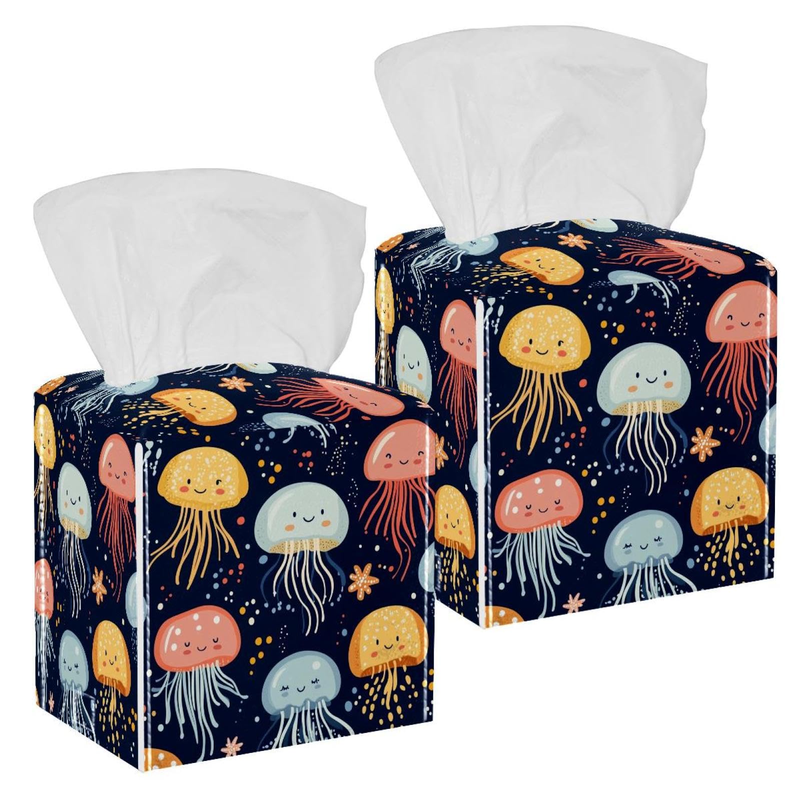 Boîte à mouchoirs méduse imperméable en cuir protecteur lot de 2
