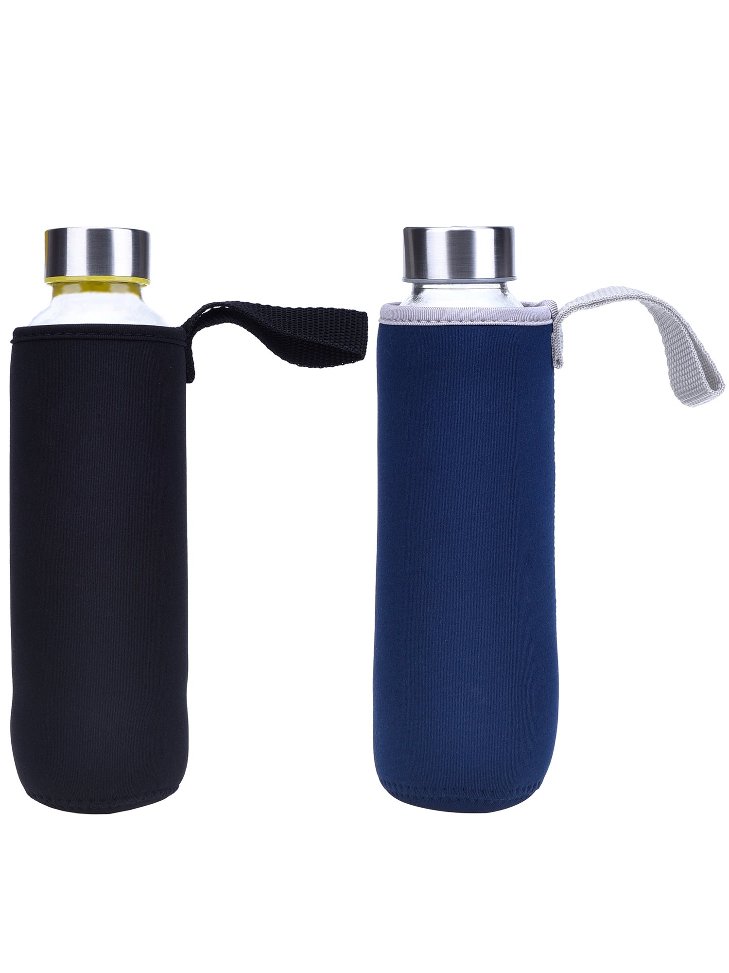 2er Pack Neopren-Flaschenhüllen – Isolierend & Griffig Für 550ml Glasflaschen (schwarz & Marineblau)