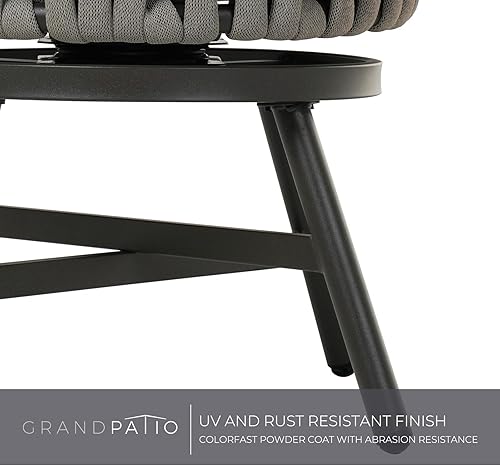 Miniatura 6 de Grand patio Juego de 2 sillas giratorias de mimbre de cuerda, sillas de comedor para patio con cojines, marco de sillones de mimbre, estilo moderno