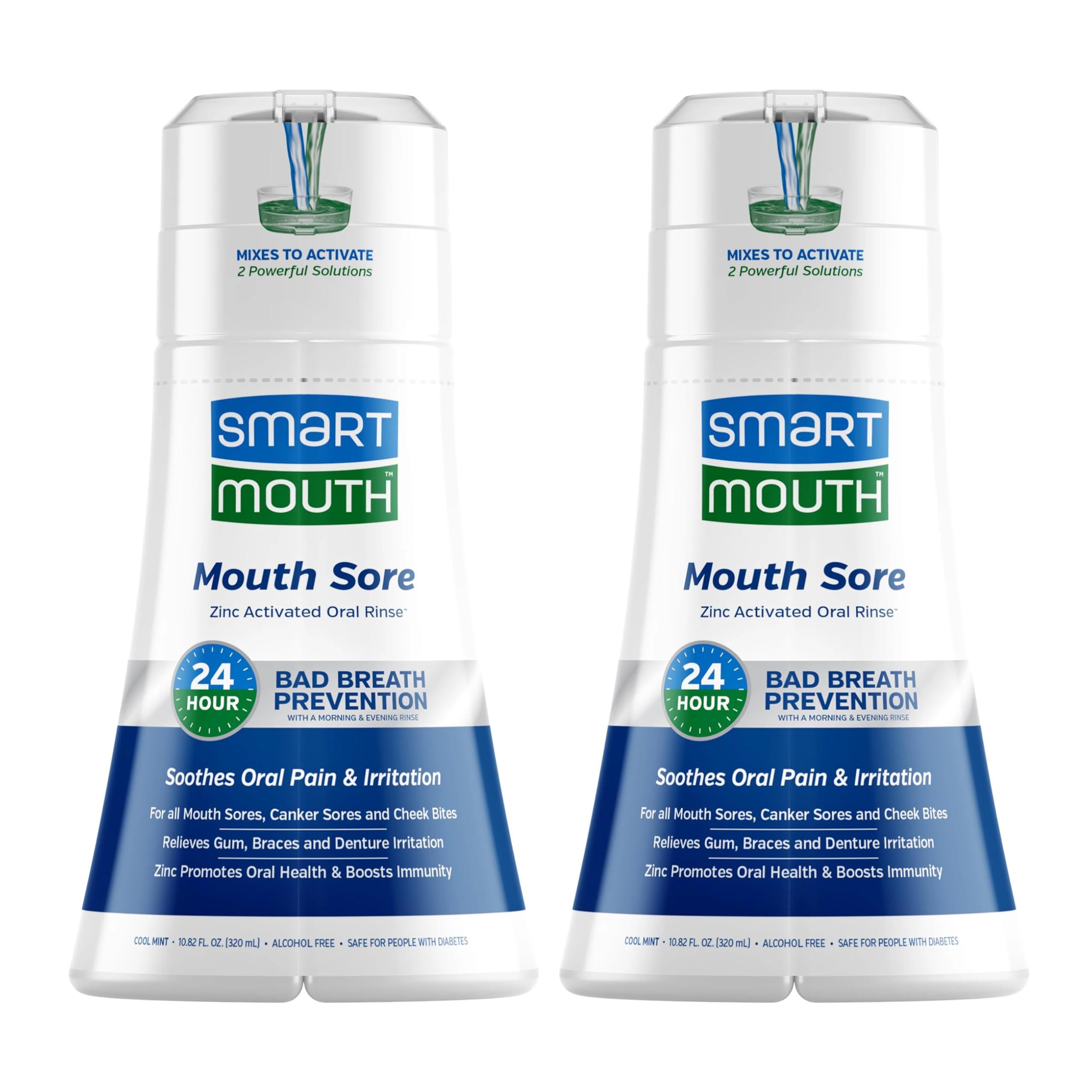 SmartMouth Mouth Sore Zinc Activated Oral Rinse 10.82oz, 2 Pack