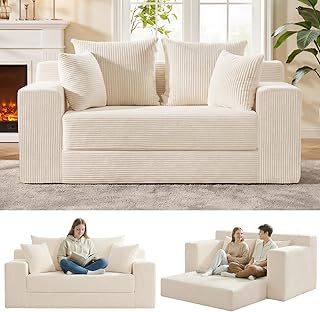 3-in-1 Convertible Sofa Bed: Boneless Loveseat Sleeper & Folding Couch B...