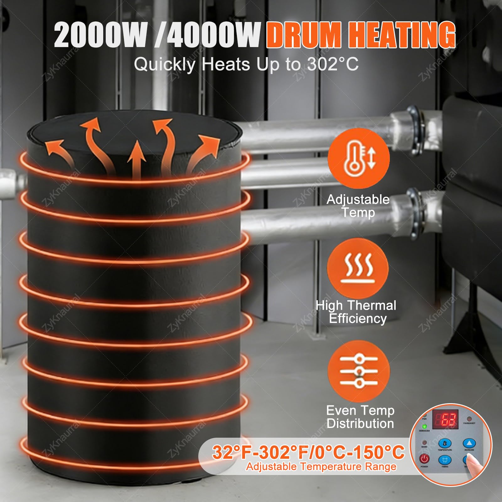 Chaqueta calefactora para bidones IBC de 200 L/1000 L, calentador impermeable para contenedores IBC, chaqueta calefactora para bidones de 220 V, controlador de temperatura ajustable de 0 a 150 °C