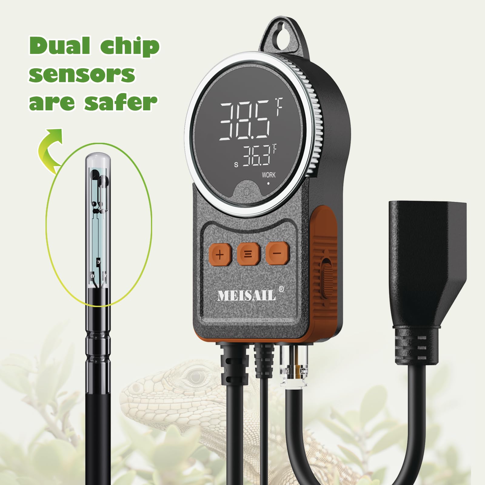 Temperature Controller can be Used for aquaculture, Plant mat Heating, Reptile Thermostat, with Load line Over-Temperature Protection and Dual Sensor auto-Safety Calibration - image 5