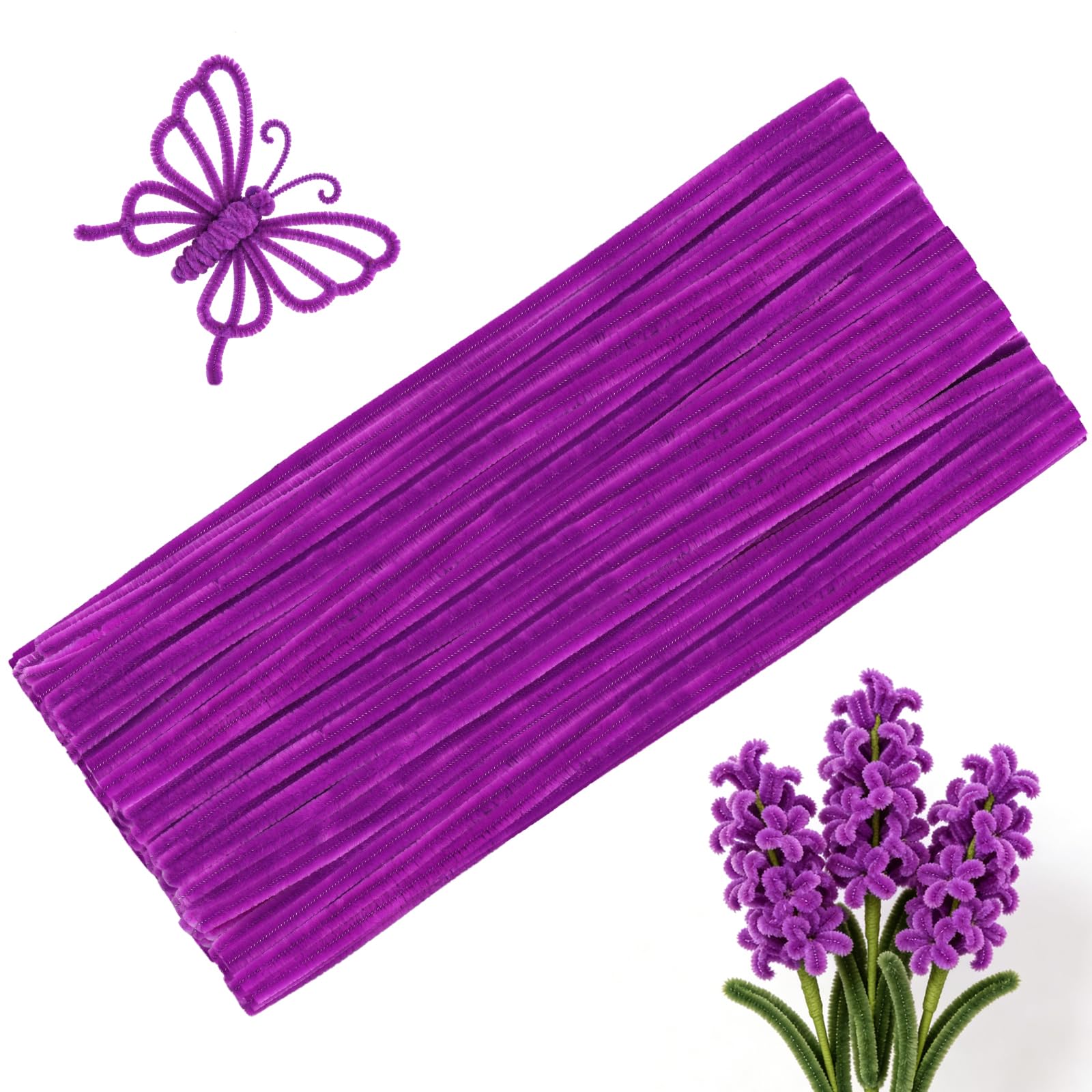 100 Pcs Pipe Cleaners Bulk Craft Suppies Rose Purple Pipe Cleaners