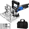 Dual-Spindle Doweling Jointer DJ710, 710W 120V 60Hz, Wood Plate Dowel Joiner, 2X10mm, 2X8mm and 2X6mm Drilling Bits, 90 Dowels