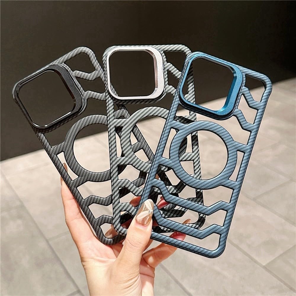 Bezramkowa obudowa Hollow Case do iPhone'a 15 Pro Max 14 13 12 Składany stojak na obiektyw Chłodzenie, szary, do iPhone'a 15Pro Max