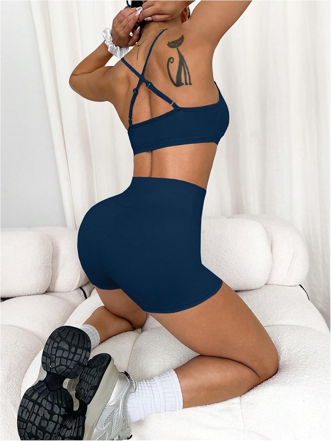 SOLY HUX Women's 3 Piece Cami Top and High Waisted Biker Shorts Tracksuit