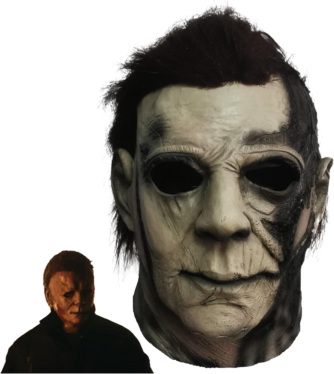 LePyCos Halloween 2021 Michael Mask Látex LED Scary Killer Myers Horror Movie Cosplay Costume Party Masquerade Props (sin luz)