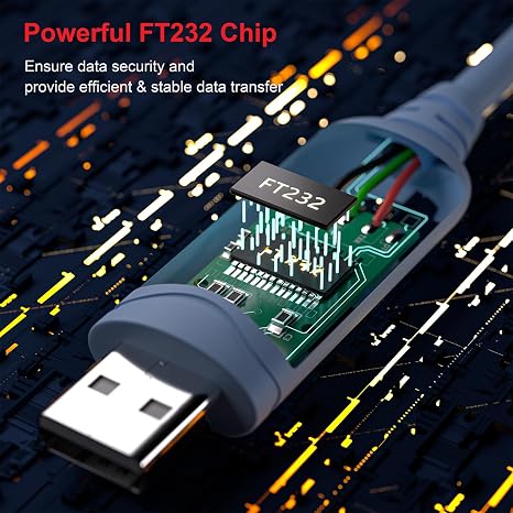 USB to TTL DC3.5mm Serial Cable Converter - 5V/3.3V UART Adapter for Arduino/Raspberry Pi/STM32 - FTDI Chip - Plug & Play, 1.5FT (Compatible with Windows/macOS/Linux)