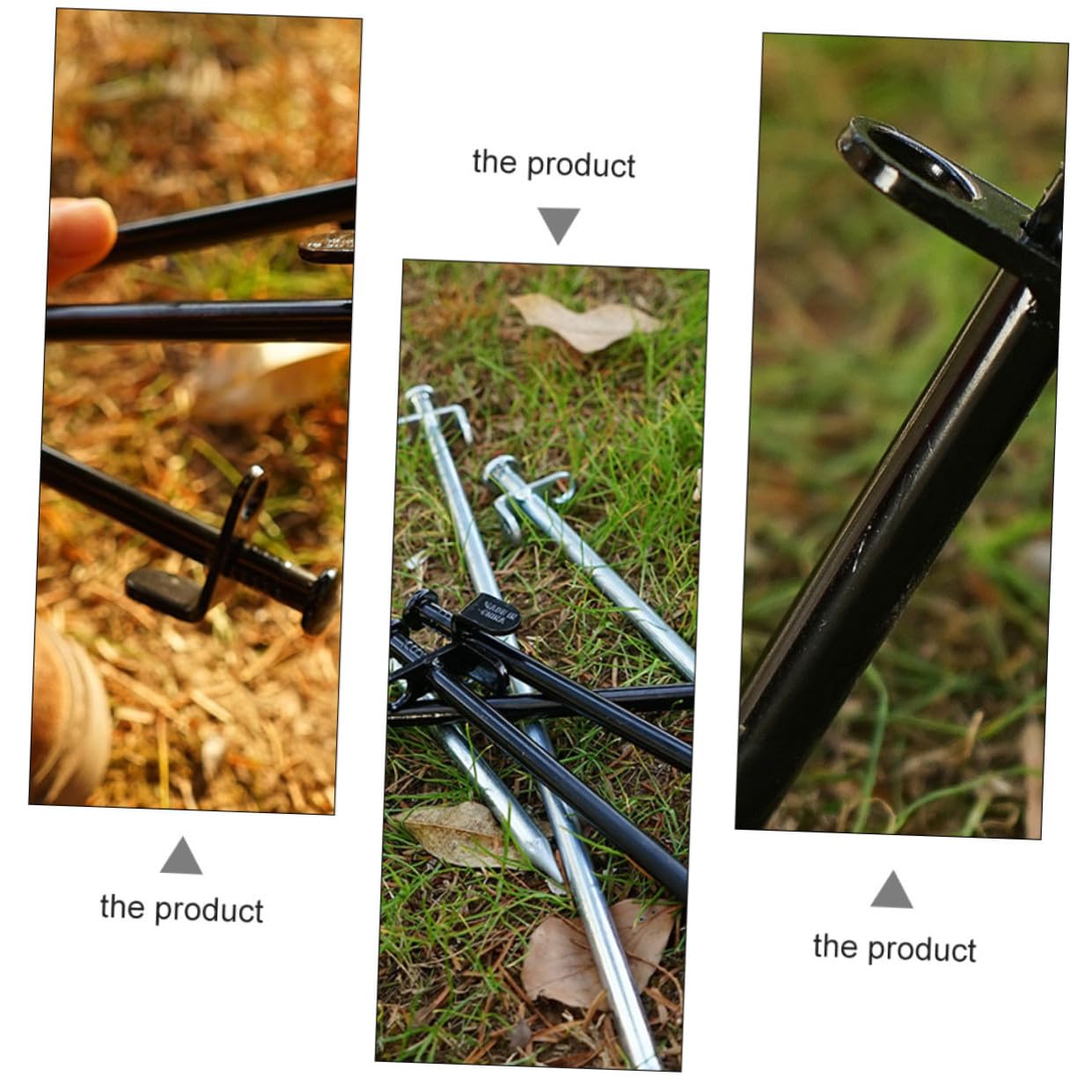 8pièces Lot de Piquets de Tente pour Camping Accessoires au Sol avec Crochet et Œillet Rond