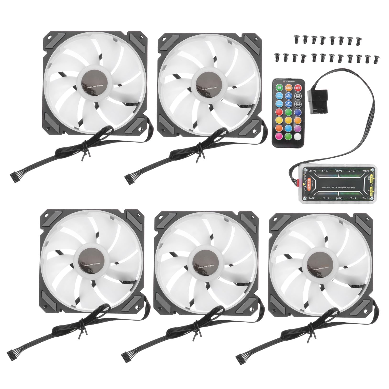 VICASKY Ventilador de Refrigeración LED Rgb de 12cm para Sistema de Refrigeración de PC con Controlador Estándar y Luces Rgb, Adecuado para Gaming y Decoracion Verano
