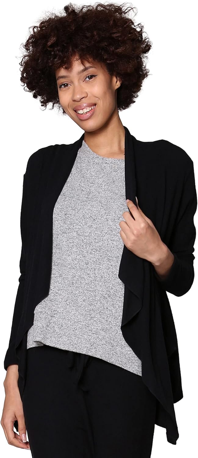 LA CERA Women's Open Front Casual Long Sleeve Knit Classic Sweaters Comfortable Brushed Cascase Cardigan