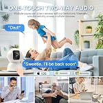 3K Caméra de sécurité bébé/petit avec 64GB SD Carte, pas de frais mensuels, 360° Pan-Tilt, vision nocturne, AI Détection humaine, corporelle, faciale et motrice, 2-Way Parle, WiFi 6