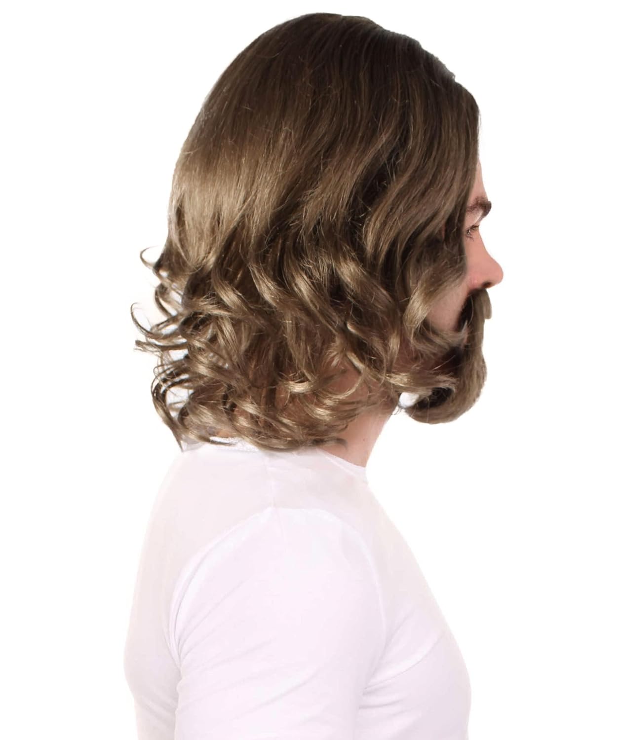 HPO Adult Men's Dark Brown The Dude Big Lebowski Wig & Beard Kit, Synthetic Soft Fibers, Perfect for your Halloween & Cosplay Party - Image 4