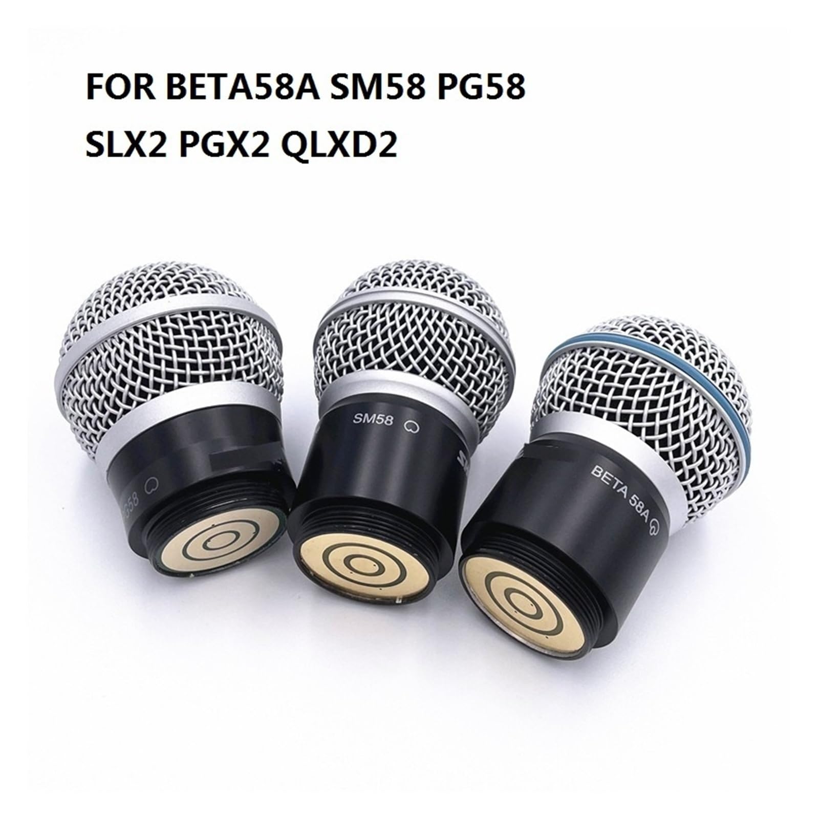 Compatibile con Shure BETA58A SM58 PG58 Parte superiore del nucleo del microfono in acciaio for SLX2 PGX2 QLXD2 Testa di ricambio for microfono portatile senza fili(BETA58A-BLACK)