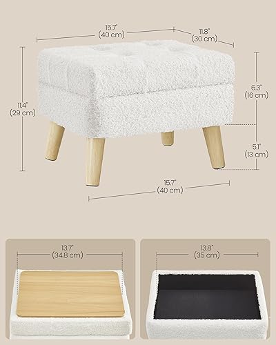 Miniatura 2 de SONGMICS Otomana de almacenamiento, taburete de pie, otomana con asiento acolchado, reposapiés con patas de madera, mesa pequeña, para pasillo, sala