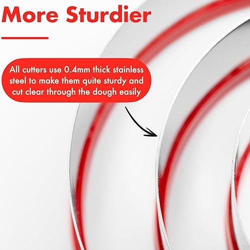 Miniatura 4 de 5 cortadores de galletas circulares redondos de 1.9 pulgadas, 2.3 pulgadas, 2.7 pulgadas, 3.5 pulgadas, 0.016in de grosor, acero inoxidable de grado