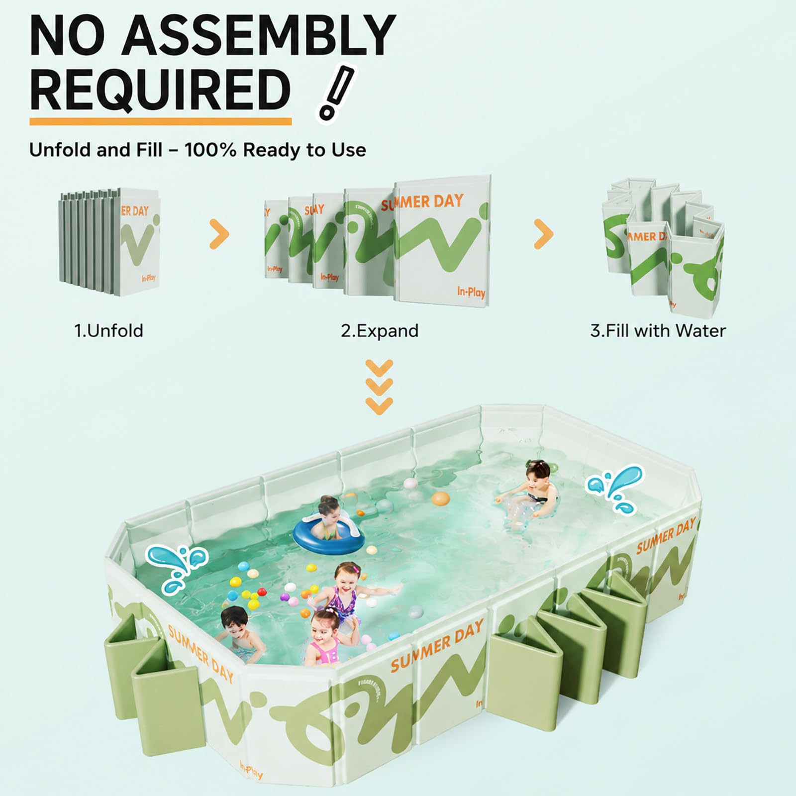 Grande Piscina Fuori Terra Rettangolare Familiare da Giardino | Piscina Rigida Non Gonfiabile con Pareti Stabili per Bambini e Adulti(310cm/122in)