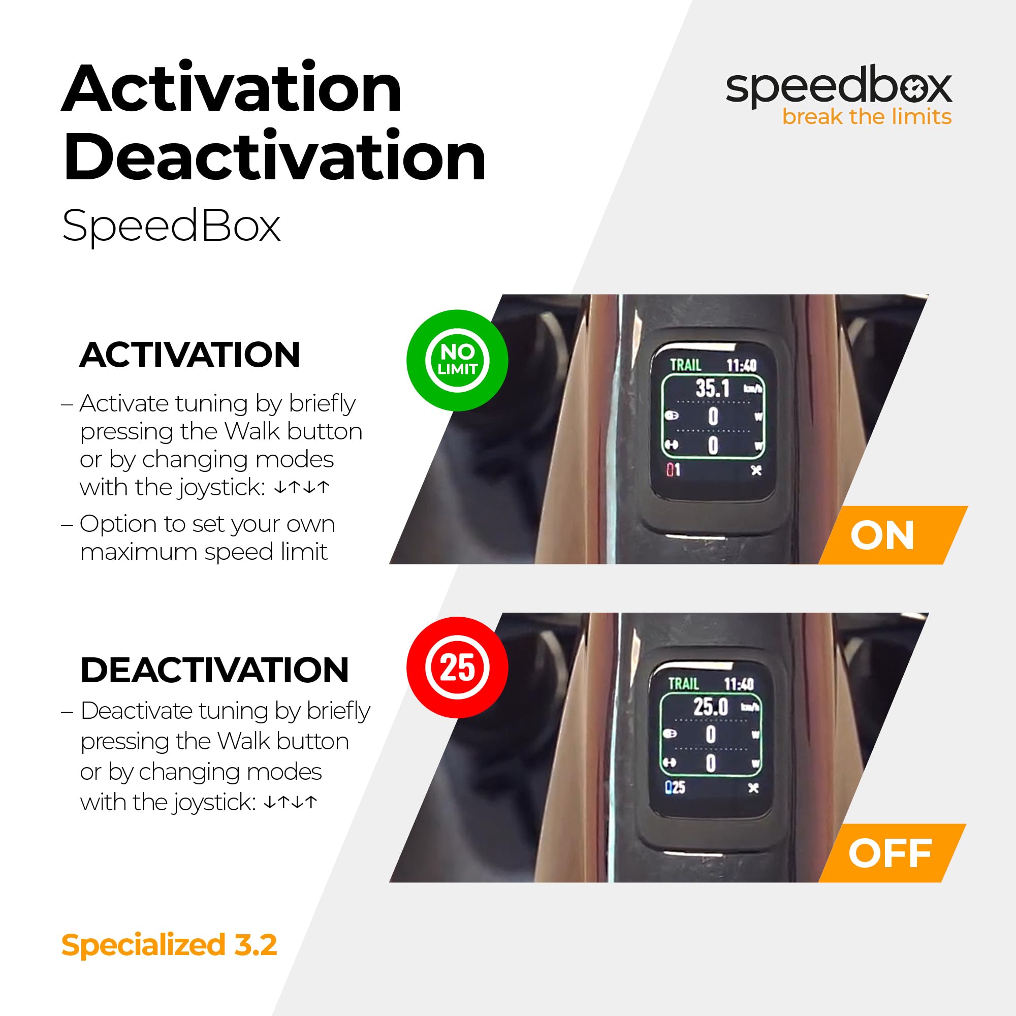 SpeedBox 3.2 Modulo di Performance E-Bike, Specialized 3.1 e S-Works | Velocità di assistenza regolabile, Specialized 3.1 (101 Nm) e S-Works (111 Nm), NON compatibile SpeedBox Connect App