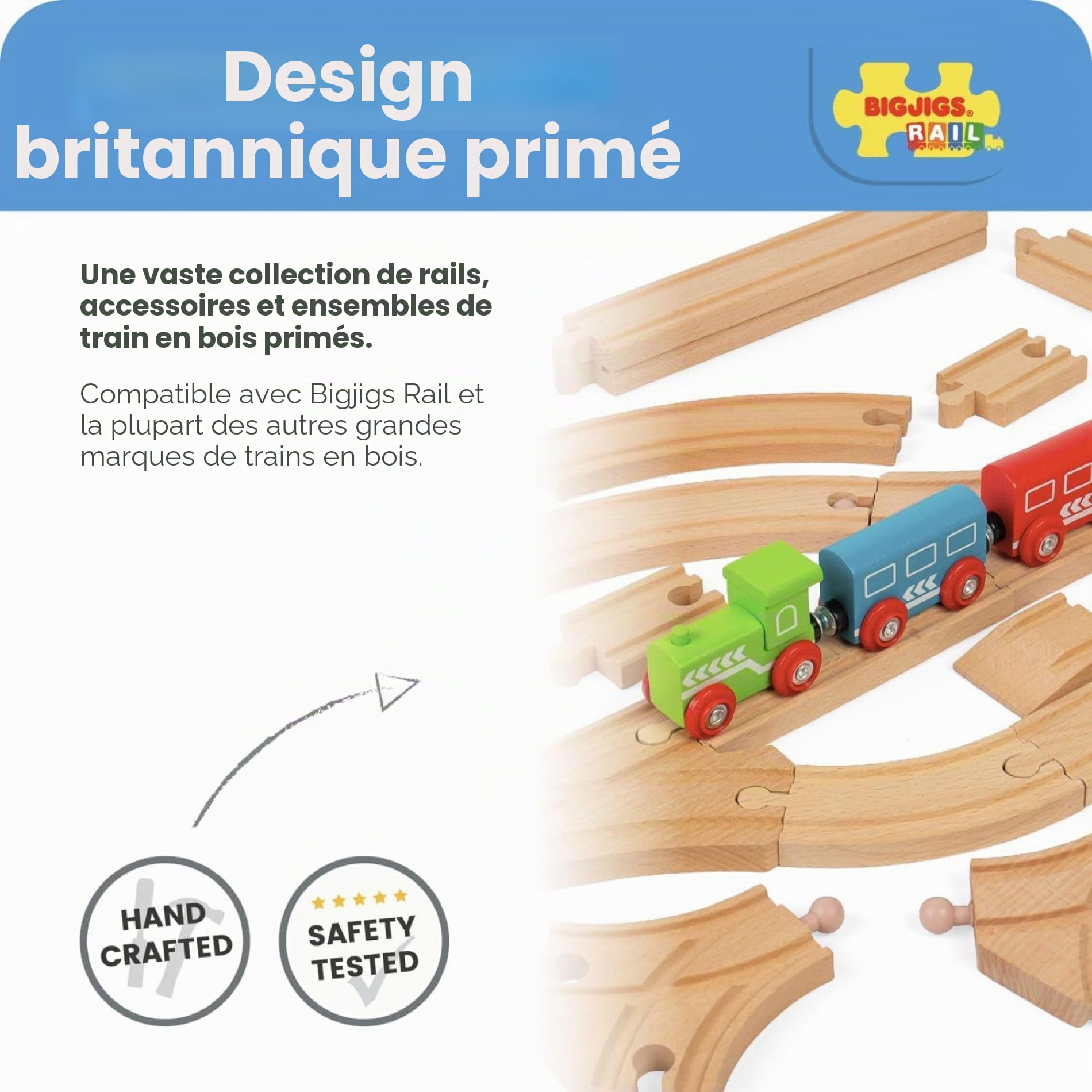 Bigjigs Rail Lot d’Extensions de Rails au Sol