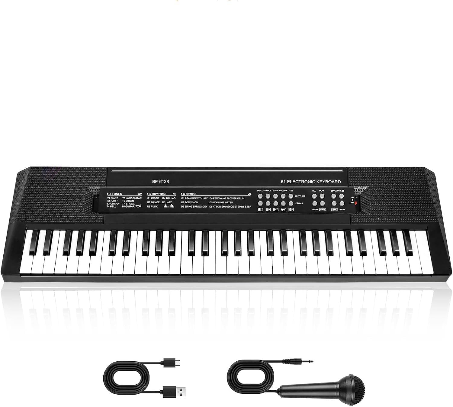 61 Touches Enfants Piano Clavier, Piano Électronique Clavier Musical Jouet | Piano Enfants Musical avec Micro, Instruments de Musique Jouet Cadeau pour Débutants Garçons et Filles de 3 à 12 Ans
